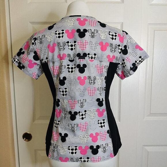 Disney Mickey V-neck knit panel medical scrubs shirts S - Picture 8 of 10